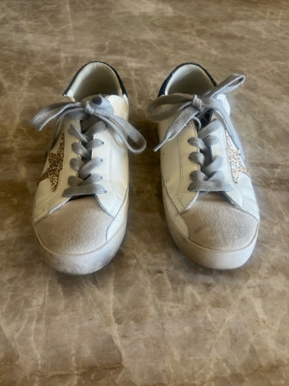 Authentic!Golden Goose Super-Star Low Top Glitter Detail Sneakers. Sz 40 EU 9 US